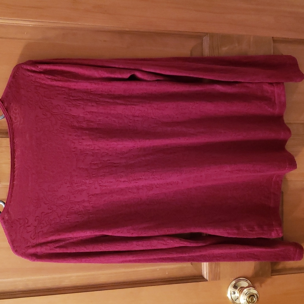 MUDD Burnout Filigree T-shirt Long Sleeve Burgundy Red Size XL - Picture 5 of 6